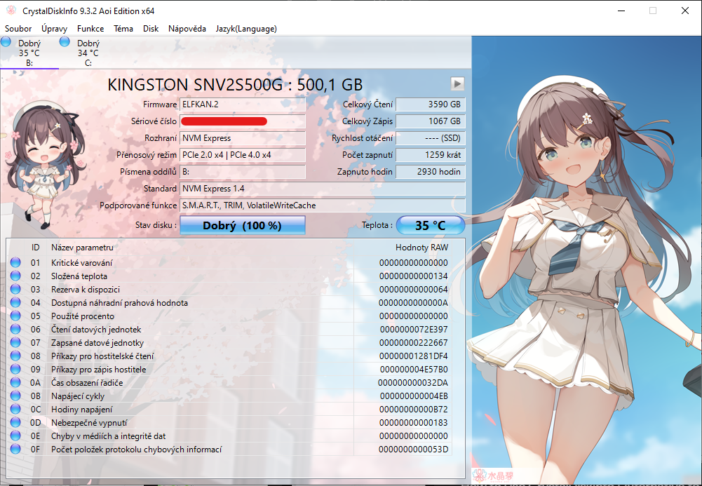 CrystalDiskInfo diagnostika SSD